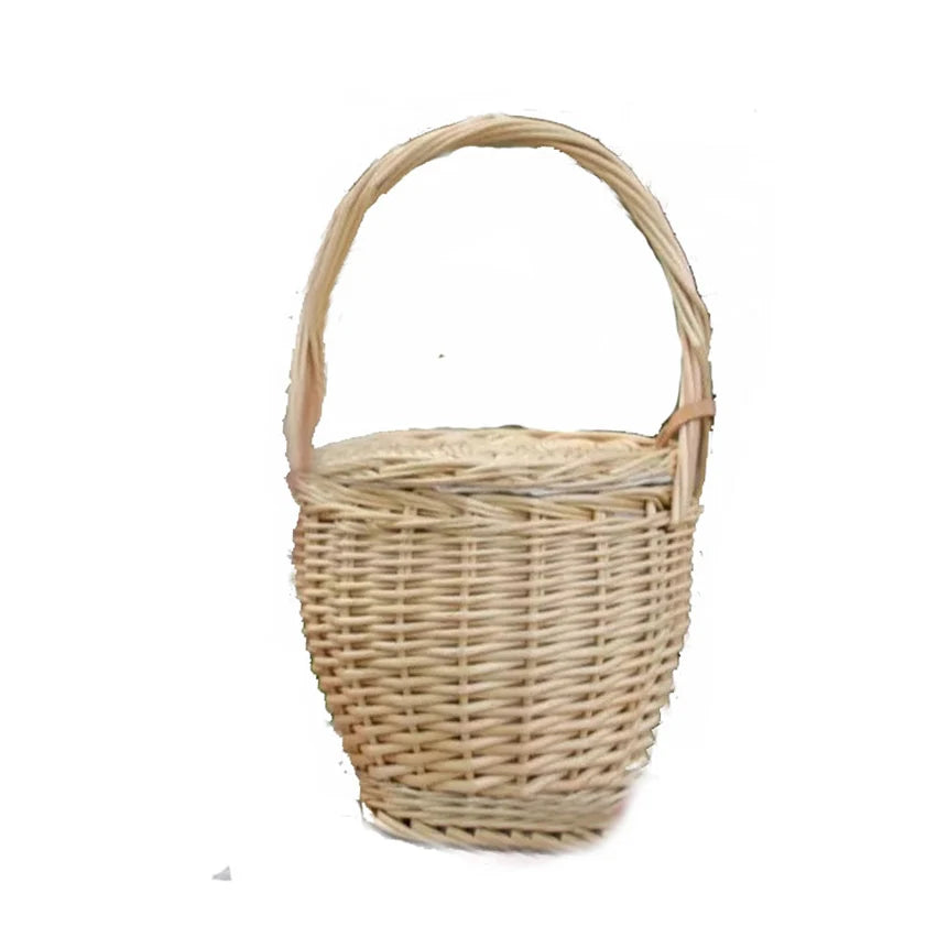 Wicker Basket Bag - Handwoven Straw Tote for Summer Beach