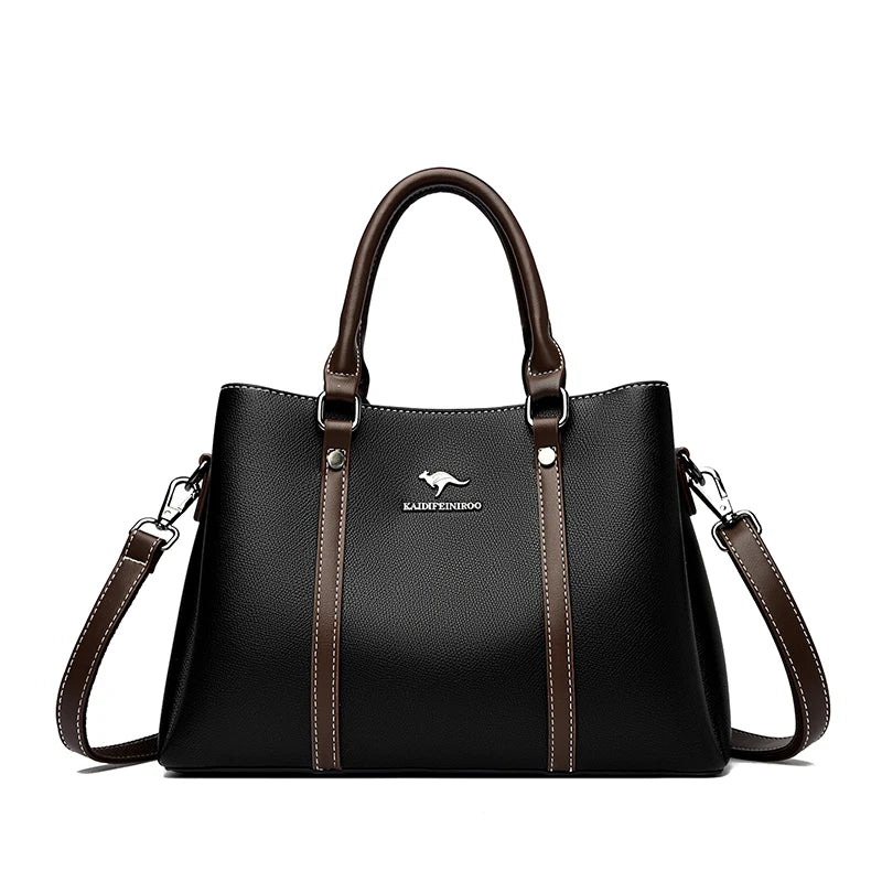 Leather Handbag for Women – Multi-Pocket Crossbody Tote