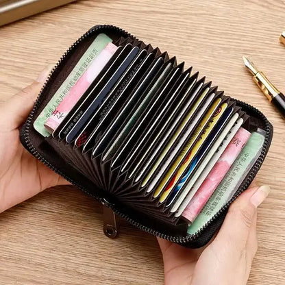 Leather Card Holder Wallet with Zipper – 9 or 18 Slots