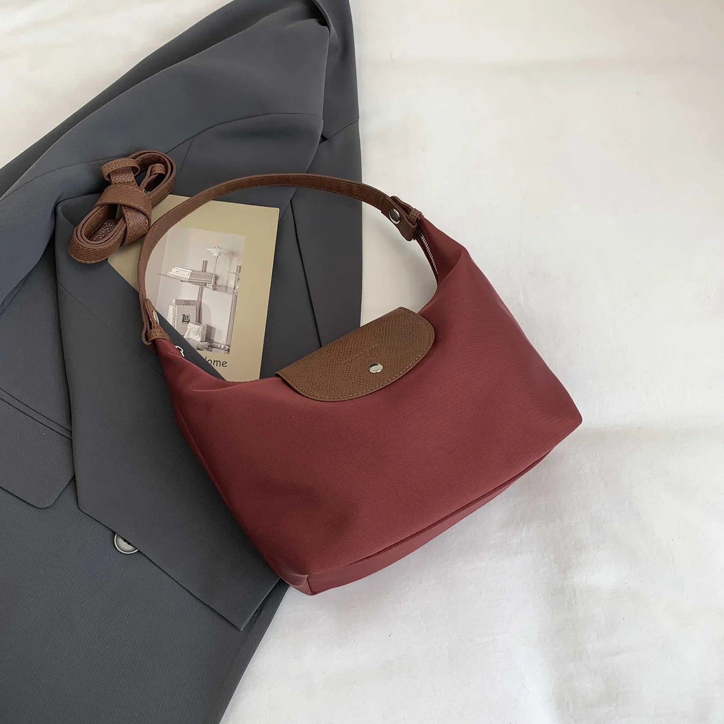Slouchy Dumpling Shoulder Bag Women Retro Nylon Underarm Bag