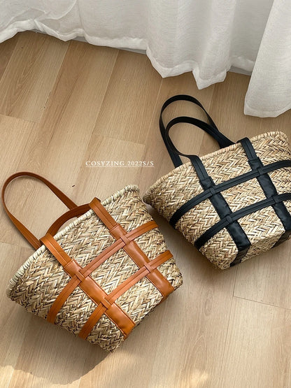 2022 Beach Basket Summer Bag Straw Bags Big Rattan Shoulder Large Capacity Woven Hand-Made Handbags