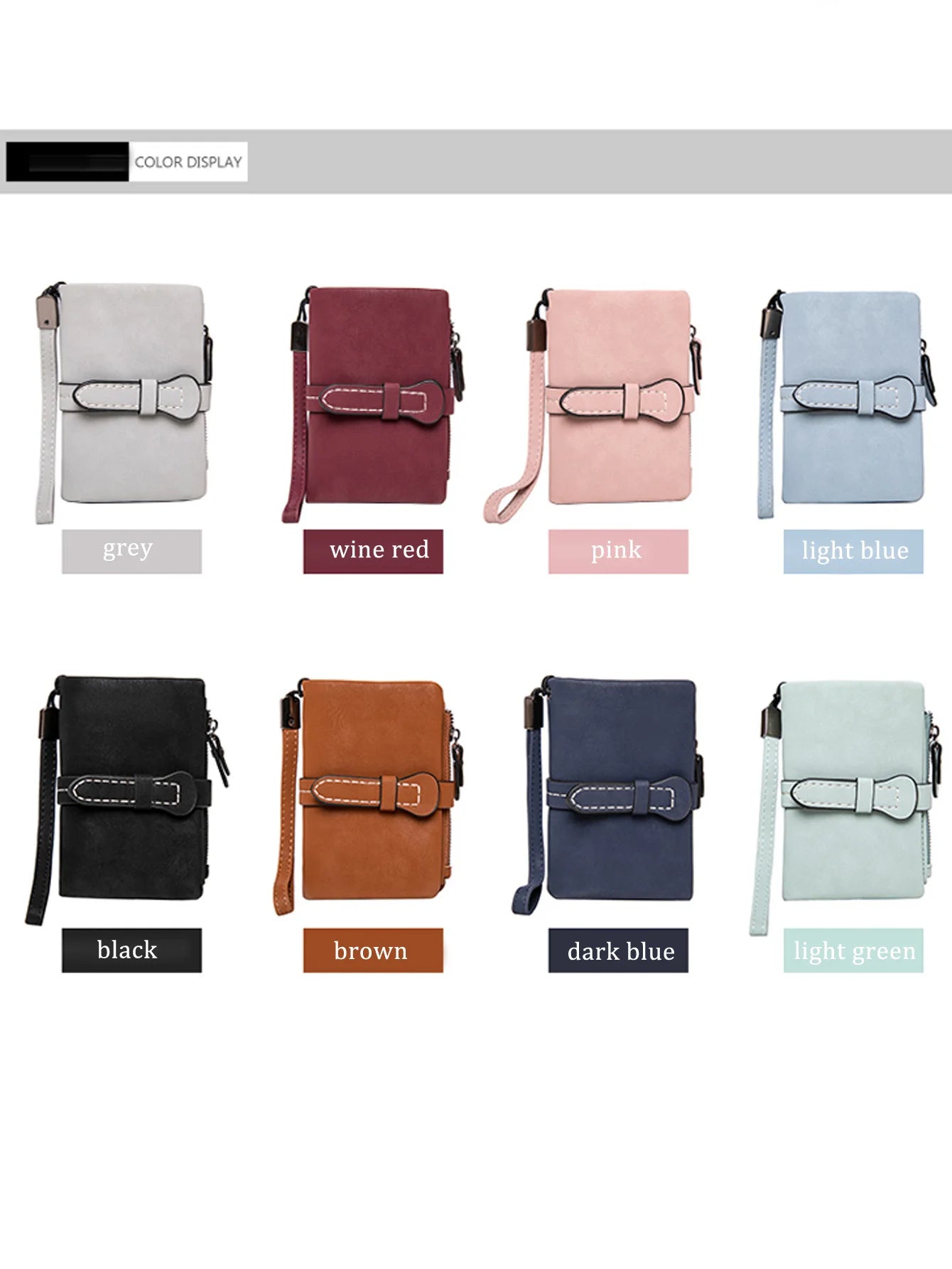 Women's Short Wallet – Minimalist Bifold Card Holder with ID Window & Wristlet