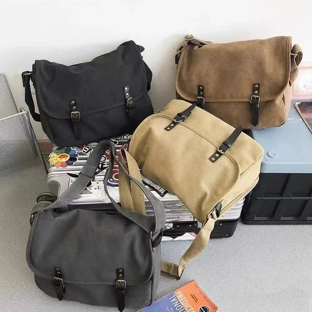 Canvas Messenger Bag – Large Capacity Vintage Satchel