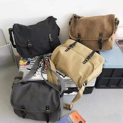 Canvas Messenger Bag – Large Capacity Vintage Satchel