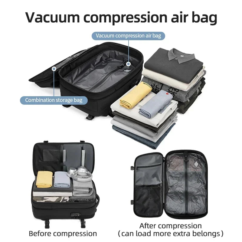 Vacuum Compression Travel Backpack – 17" Laptop, Large Capacity