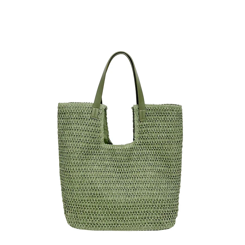 Straw Beach Tote Bag – Large Capacity Woven Shoulder Bag for Women