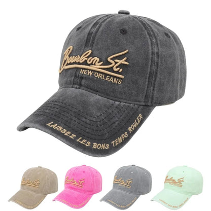 Washed Cotton Embroidered Baseball Cap – Unisex Casual Dad Hat
