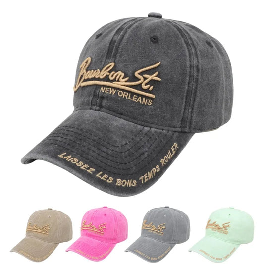 Washed Cotton Embroidered Baseball Cap – Unisex Casual Dad Hat