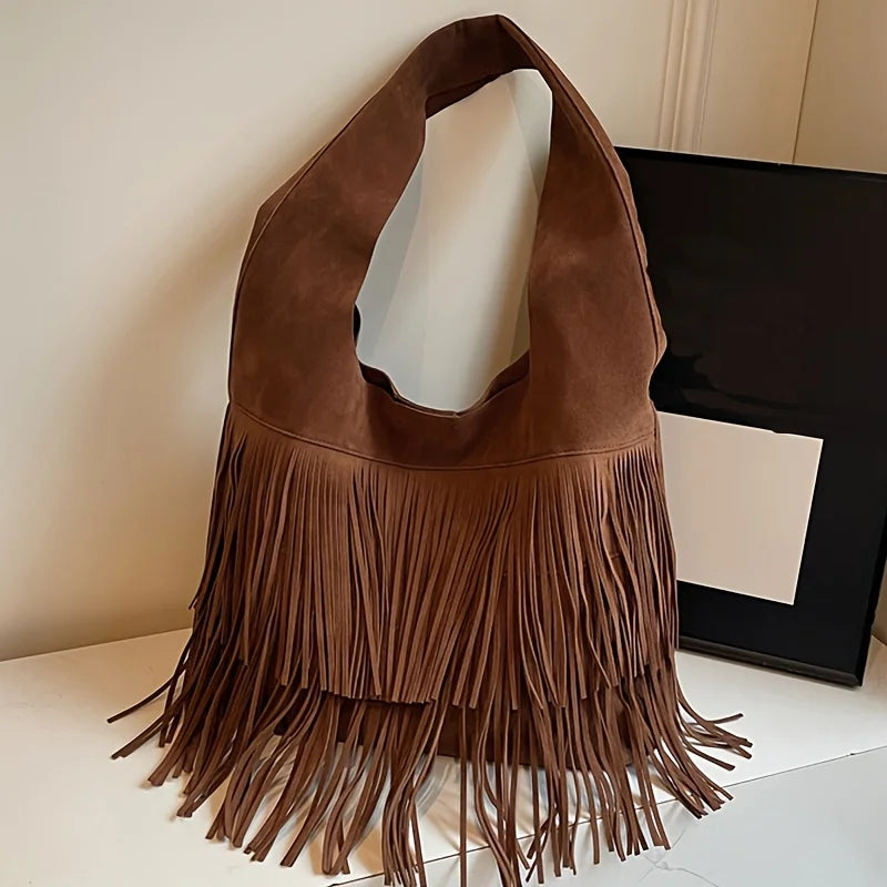Fringe Tassel Tote Bag Women's Suede Shoulder Hobo Handbag