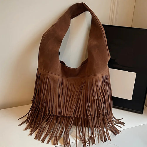 Fringe Tassel Tote Bag Women's Suede Shoulder Hobo Handbag