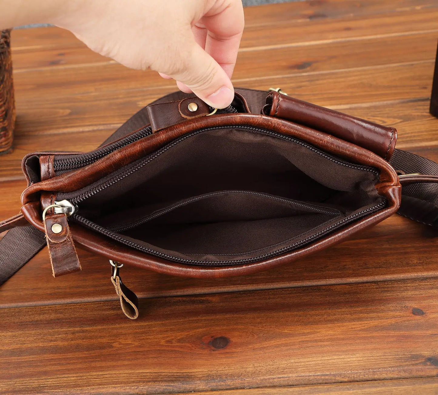Genuine Leather Waist Bag for Men – Multi-Pocket Belt & Chest Pack