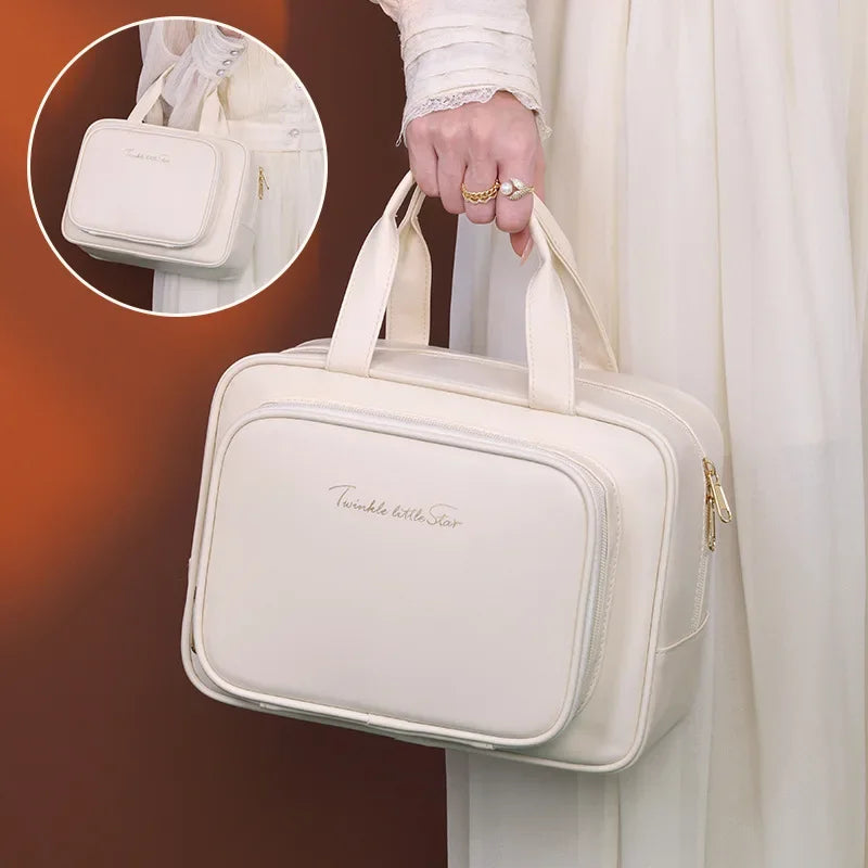 Pu Leather Cosmetic Bag Women Multifunctional Portable Storage Makeup Large Capacity Travel Toiletry