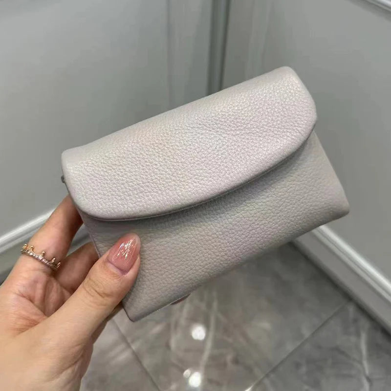 Women's Genuine Cowhide Leather Trifold Wallet with Zipper Coin Pocket