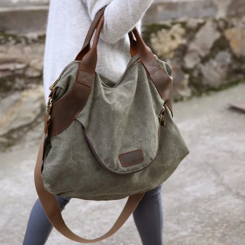 Large Canvas Shoulder Bag – Women's Crossbody Travel Tote