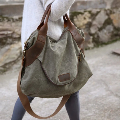 Large Canvas Shoulder Bag – Women's Crossbody Travel Tote