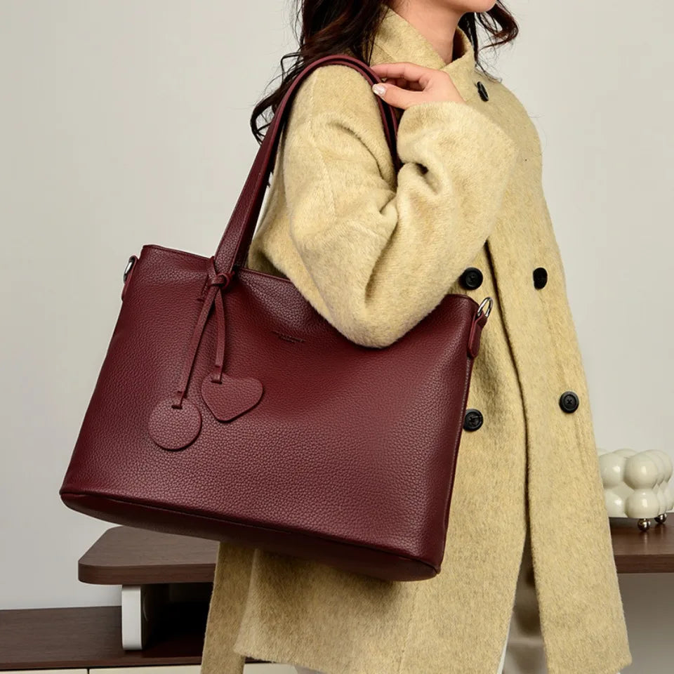 Soft Leather Tote Bag for Women – Designer Shoulder & Crossbody Handbag