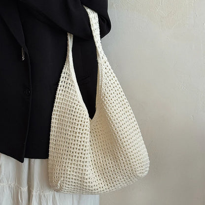 Crochet Shoulder Bag Women's Large Woven Beach Tote