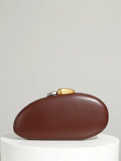 Shell Clutch Bag – Luxury PU Leather Lock Handbag with Chain Strap