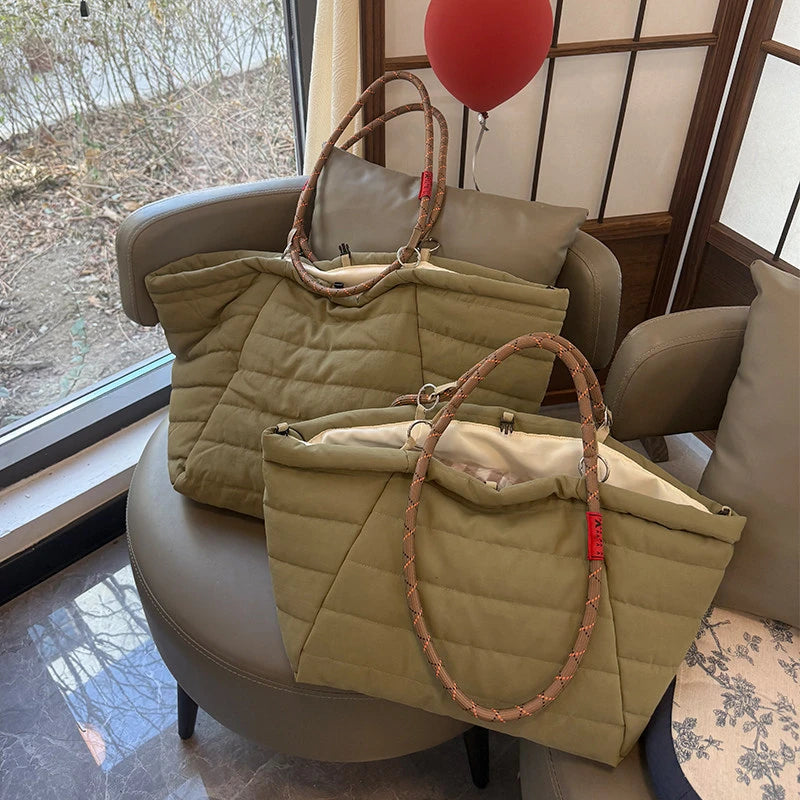 Quilted Puffer Tote Bag for Women – Lightweight Travel Shoulder Bag