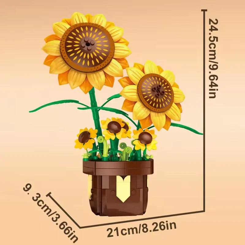 Flower Bouquet Building Blocks Set – Sunflower Potted Plant Decor