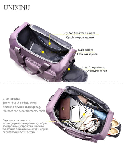 Large Capacity Weekender Duffle Bag with Shoe Compartment