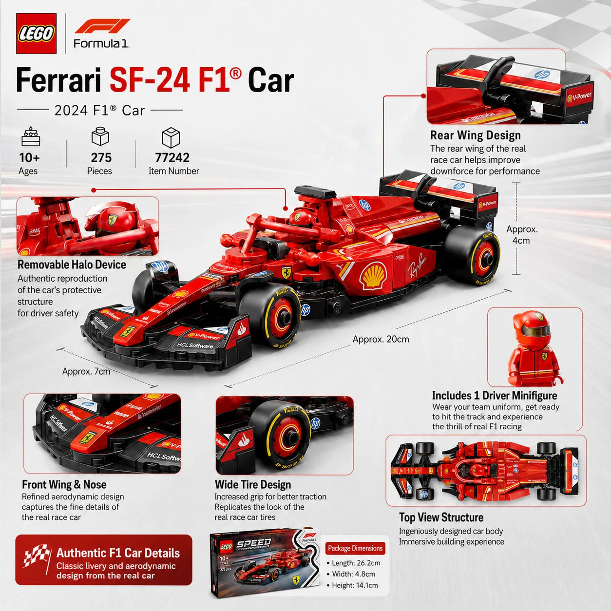 LEGO Speed Champions Ferrari SF-24 F1 Car Building Set 77242