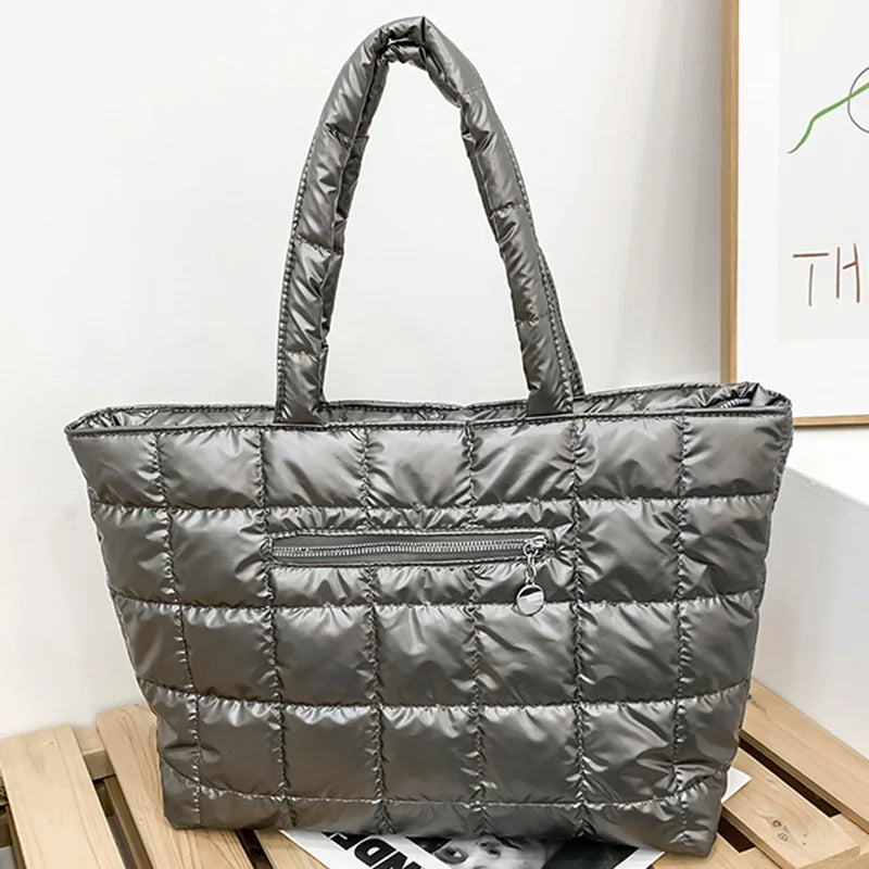Quilted Puffer Tote Bag – Large Capacity Women's Shoulder Bag