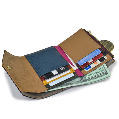 Women's Crocodile Pattern Genuine Leather Wallet – Tri-Fold Envelope Style
