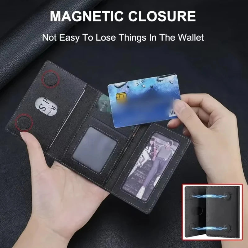 Magnetic Phone Wallet – PU Leather Trifold Card Holder for iPhone