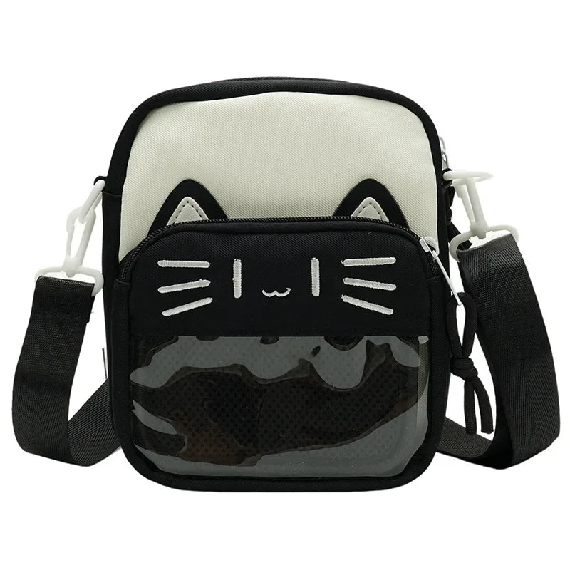 Ita Bag Mini Crossbody – Harajuku Nylon Shoulder Bag with Clear Window for Pins & Badges