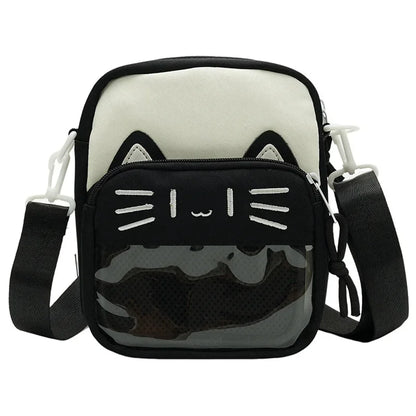 Ita Bag Mini Crossbody – Harajuku Nylon Shoulder Bag with Clear Window for Pins & Badges
