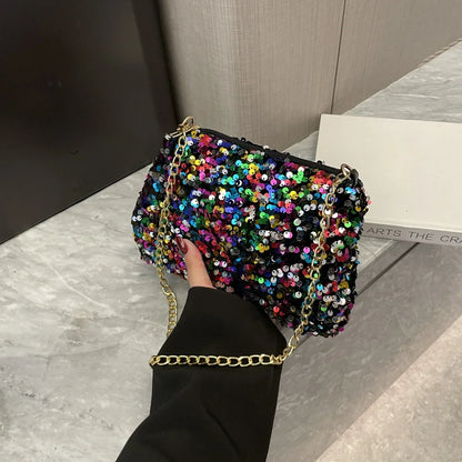Sequin Chain Crossbody Bag – Women's Evening Clutch Purse
