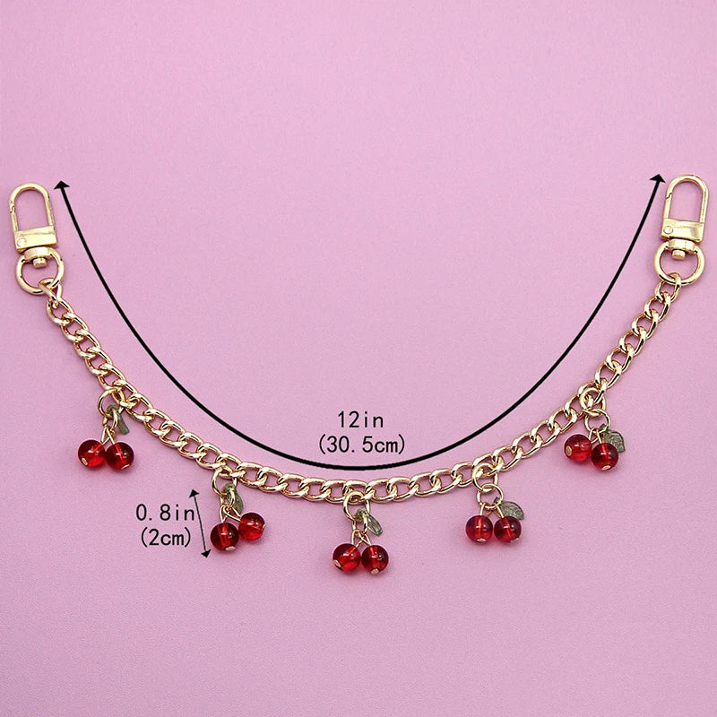Zinc Alloy Cherry Pendant Bag Chain – Detachable Handbag Extension