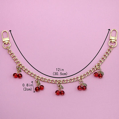 Zinc Alloy Cherry Pendant Bag Chain – Detachable Handbag Extension