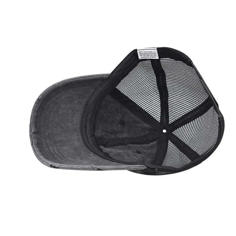 Vintage Washed Mesh Baseball Cap – Unisex UV Protection Hat