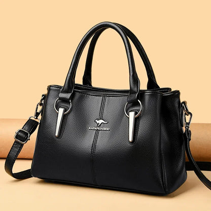 Luxury Leather Handbag for Women – 3-Layer Crossbody Tote