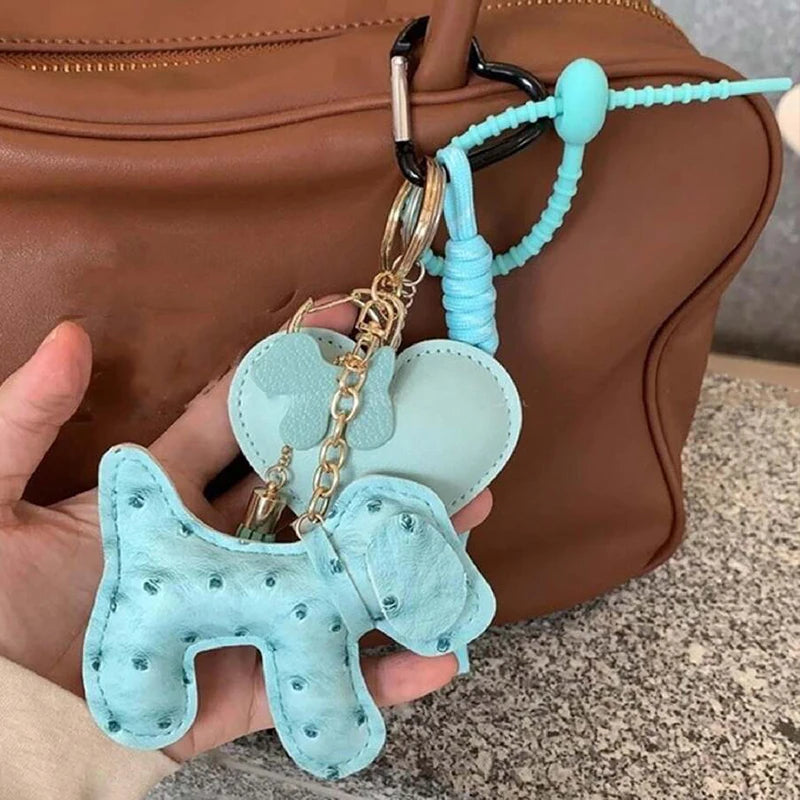 Leather Puppy Dog Keychain – Cute PU Leather Bag Charm Pendant