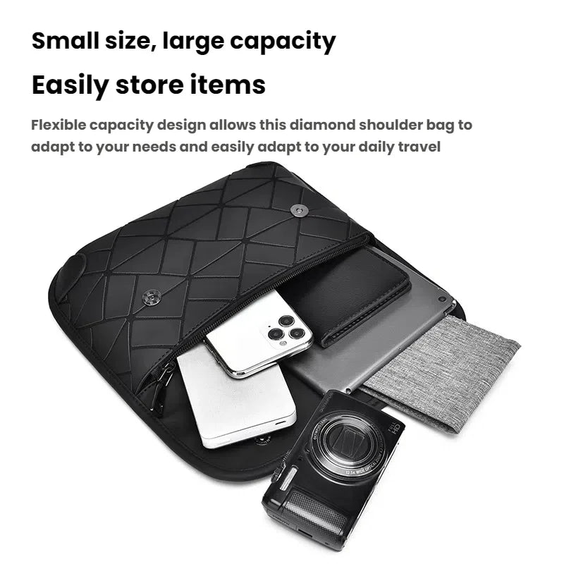 Men's Diamond Grid Crossbody Shoulder Bag