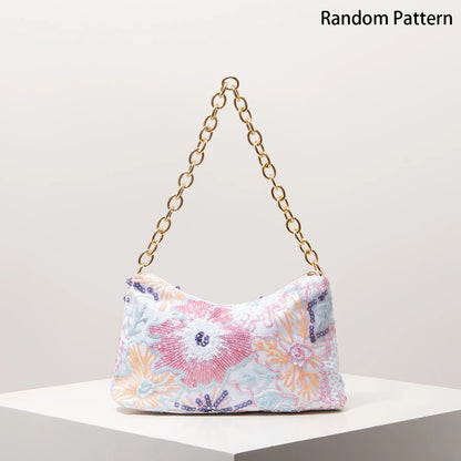 Floral Sequin Embroidery Shoulder Bag – Gala & Prom