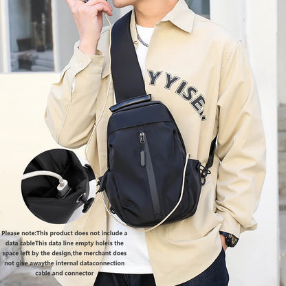 Men's Chest Bag Sling Bag with USB Charging Port