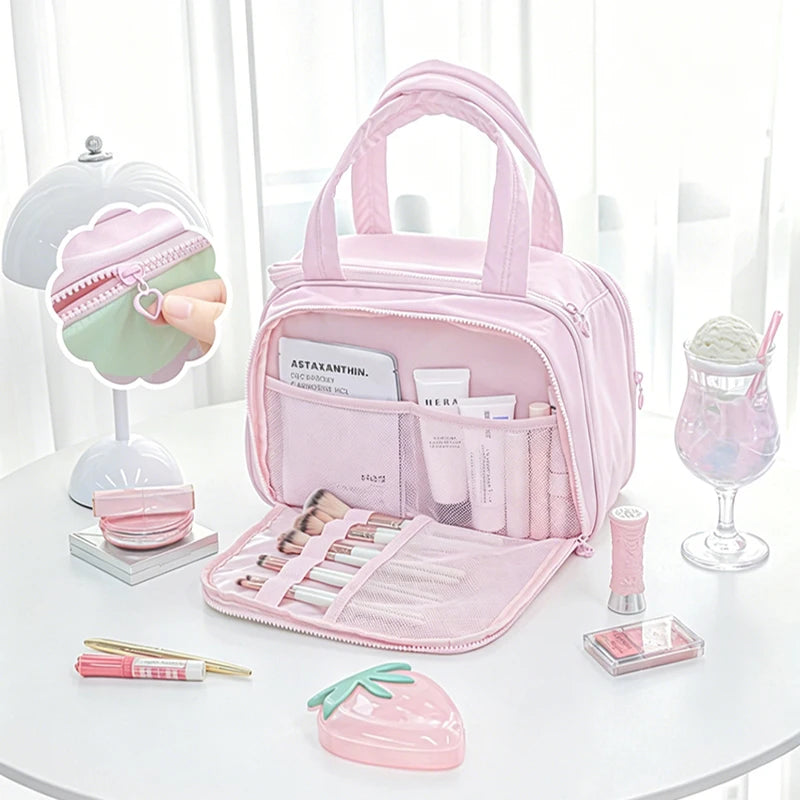 Large Capacity Makeup Bag with Dividers – Musical Notes Design
