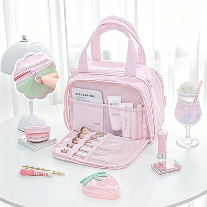 Large Capacity Makeup Bag with Dividers – Musical Notes Design