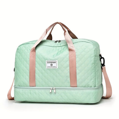 Large Capacity Nylon Travel Duffel Bag with Shoe Compartment