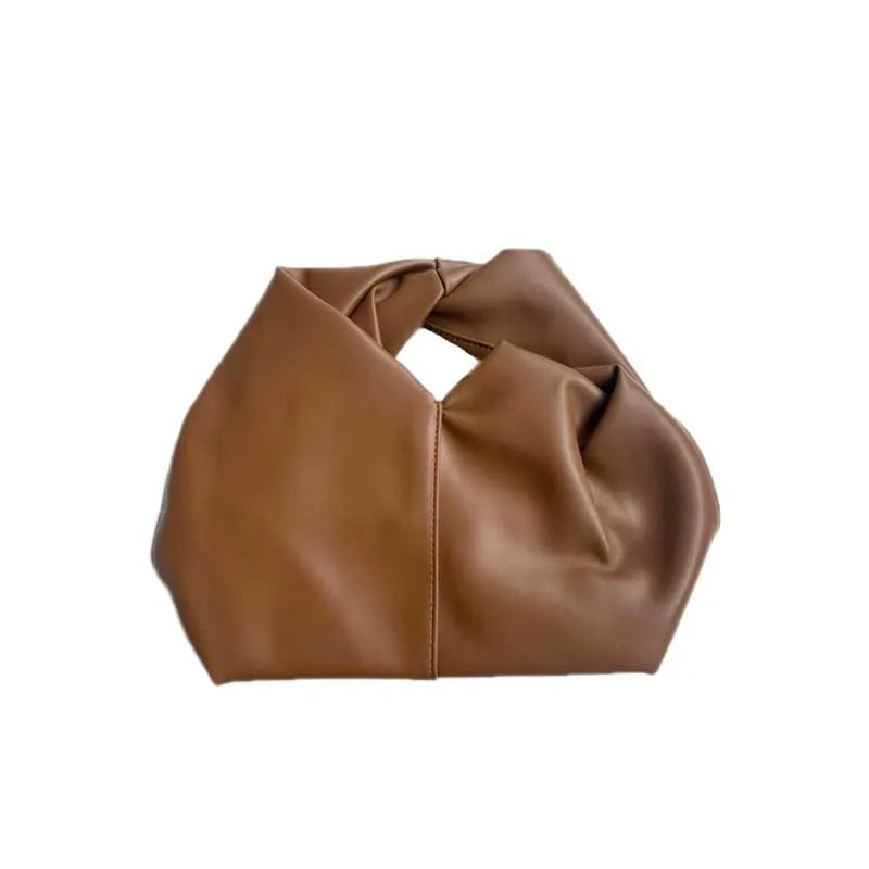 Ruched PU Leather Shoulder Bag – Women's Small Crossbody Clutch