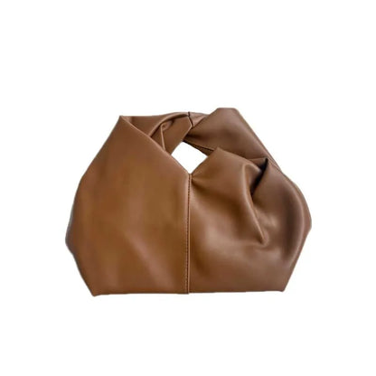 Ruched PU Leather Shoulder Bag – Women's Small Crossbody Clutch