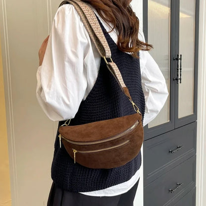 Faux Suede Fanny Pack Women's Crossbody Chest Bag
