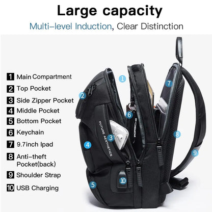 BANGE Men's Anti-Theft Crossbody Sling Bag with USB Charging Port