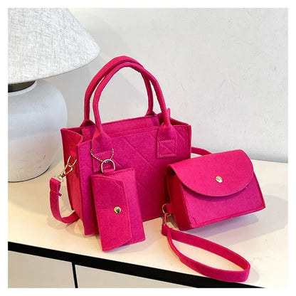 3-Piece Handbag Set – Embossed Crossbody Bag, Clutch & Mini Wallet