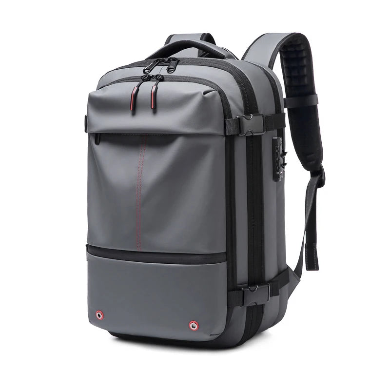 Vacuum Compression Backpack – 17" Laptop, Expandable, Men's Travel