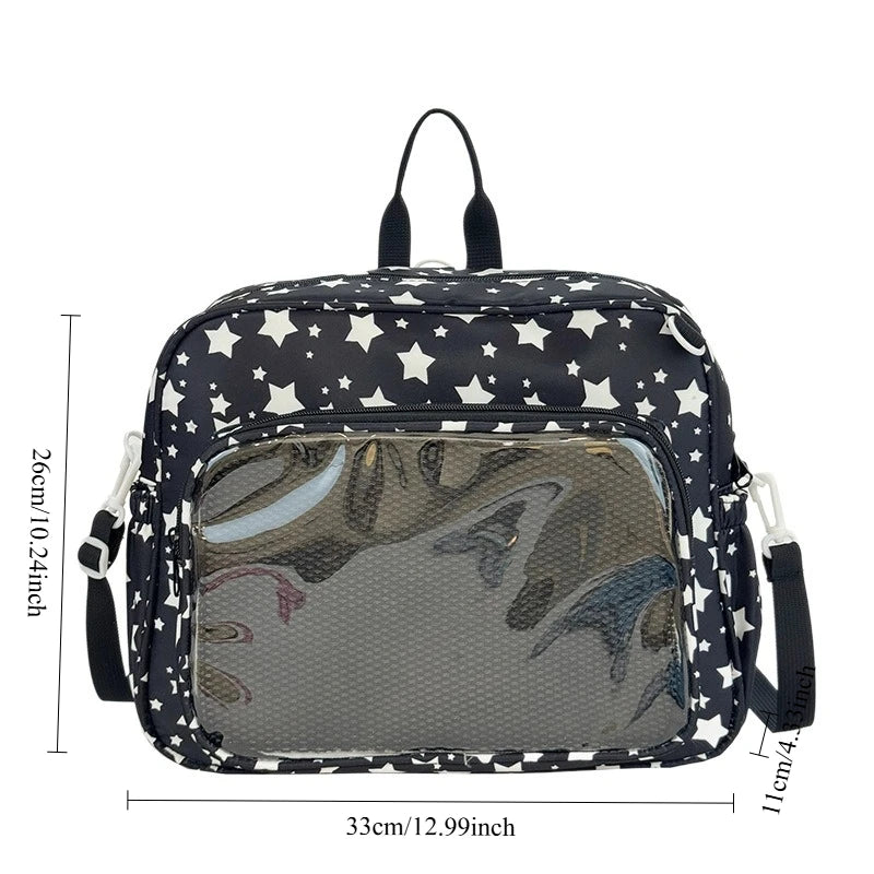 Star Print Ita Crossbody Bag Transparent Window Shoulder Bag